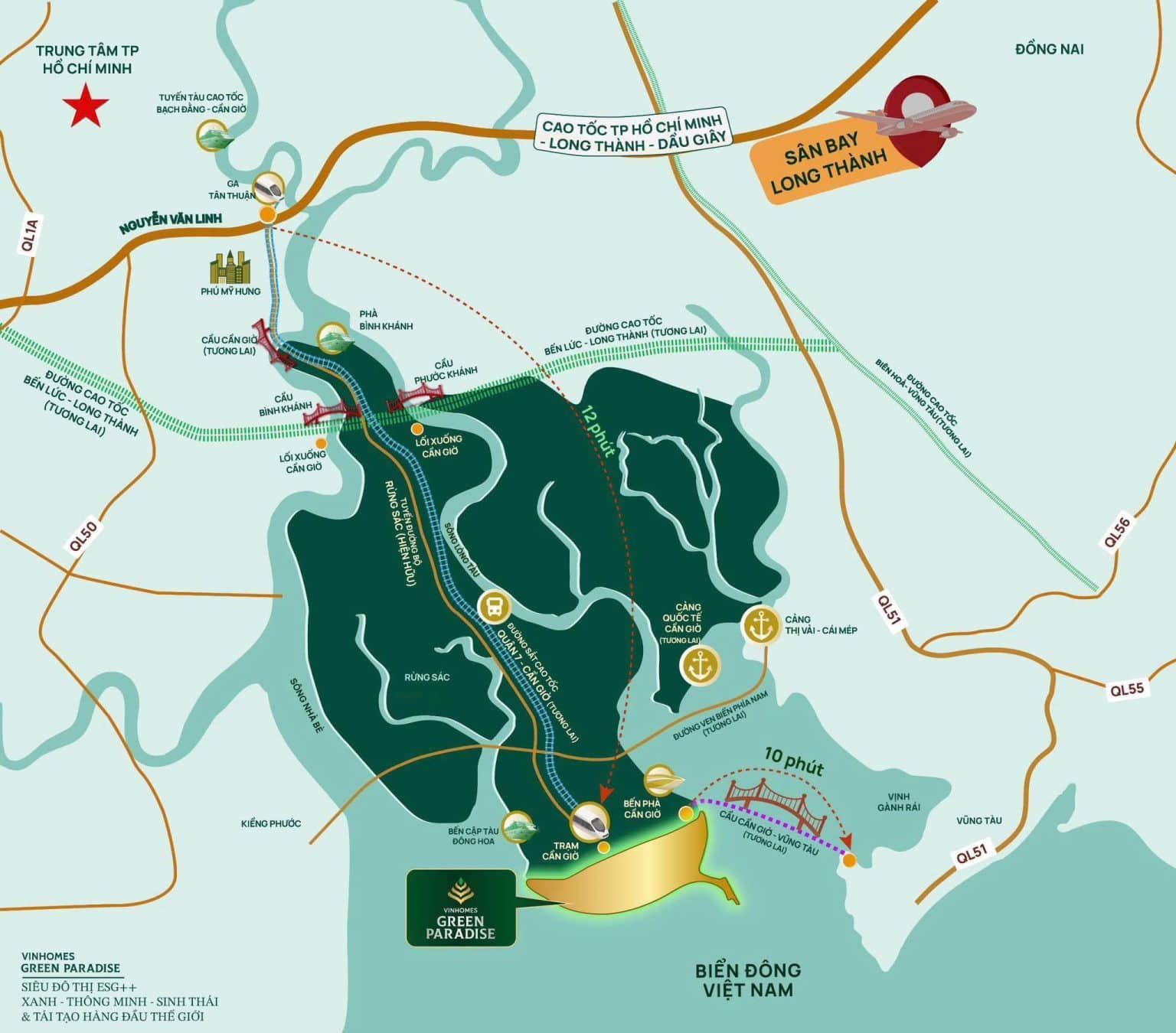 Vị trí chiến lược của Căn Hộ Vinhomes Green Paradise TGH